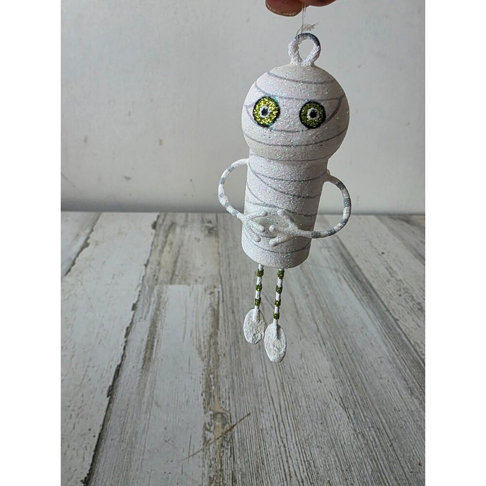 Vintage Pier 1 mummy metal glitter ornament jointed tree